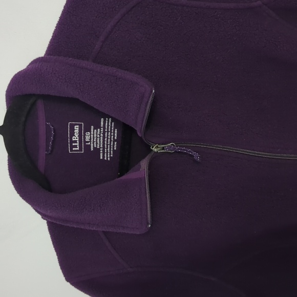 LL Bean Sz L Reg Purple Fleece Zip Up - Picture 2 of 6